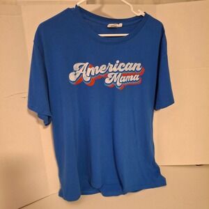 Spirit of America American Mama Graphic T‎ Shirt Blue XL Patriotic Casual